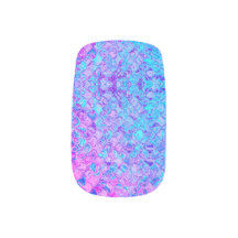 Mermaid Scales Blues, Pink Minx Nail Art