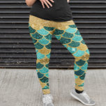 Mermaid Scales Colourful Pretty Gold Glitter Teal Leggings<br><div class="desc">This design may be personalized by choosing the Edit Design option. You may also transfer onto other items. Contact me at colorflowcreations@gmail.com or use the chat option at the top of the page if you wish to have this design on another product or need assistance with this design. Glitter look...</div>