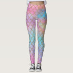 Mermaid Scales Colourful Pretty Pastel Pink Purple Leggings<br><div class="desc">This design was created through digital art. It may be personalized by clicking the customize button and changing the colour, adding a name, initials or your favourite words. Contact me at colorflowcreations@gmail.com if you with to have this design on another product. Purchase my original abstract acrylic painting for sale at...</div>