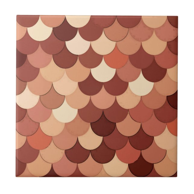 Mermaid Scales, Copper, Brown, Cream, and Tan Tile (Front)
