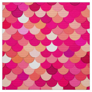 Mermaid Scales, Coral, Fuchsia Pink, and Peach Fabric