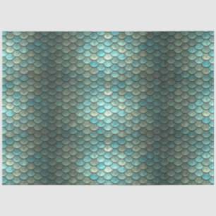 Mermaid Scales Decoupage Background Aqua 2  Tissue Paper