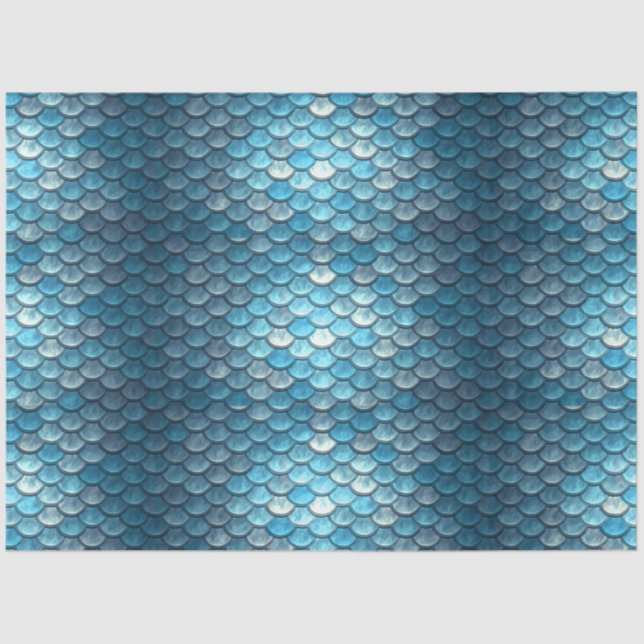 Mermaid Scales Decoupage Background Turquoise 2 Tissue Paper (Front)