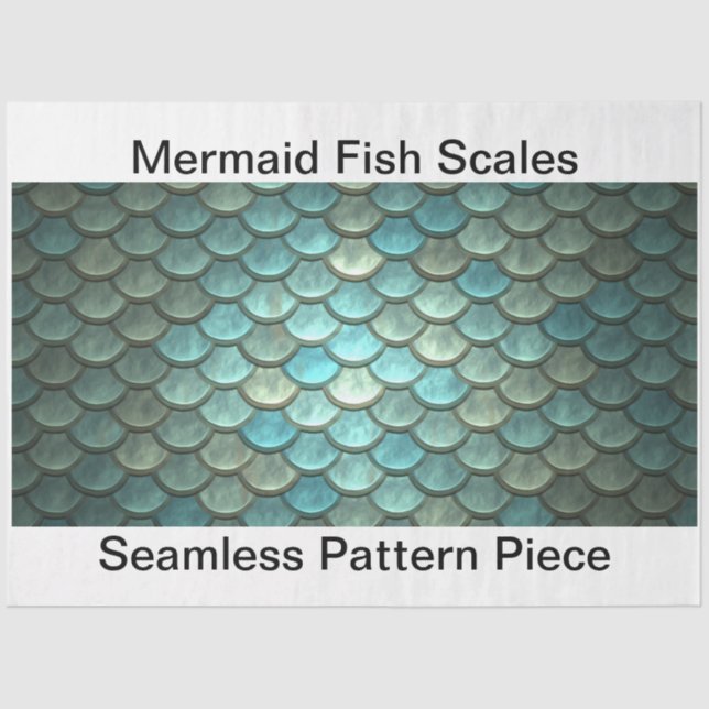 Mermaid Scales Decoupage Seamless Background Aqua Tissue Paper (Front)