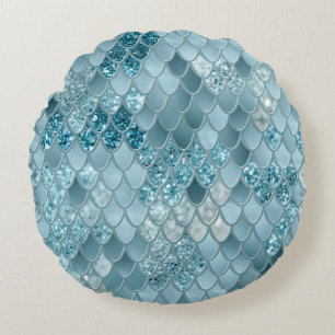 Mermaid Scales Glam #19 (Photo of Glitter Only) Round Pillow