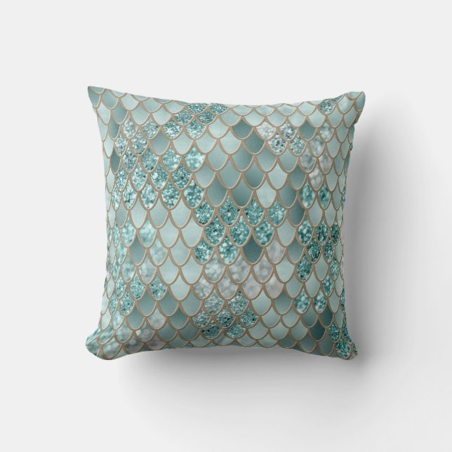 Mermaid Scales Glam #4 (Faux Glitter) #decor #art  Throw Pillow (Front)
