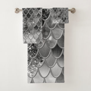 Mermaid Scales Glam #6 (Faux Glitter) #decor #art Bath Towel Set