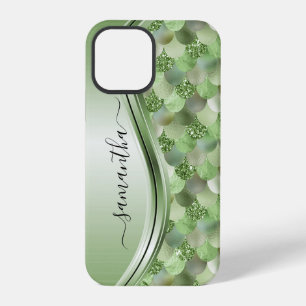 Mermaid Scales Green Handwritten Name Metal iPhone 12 Pro Case
