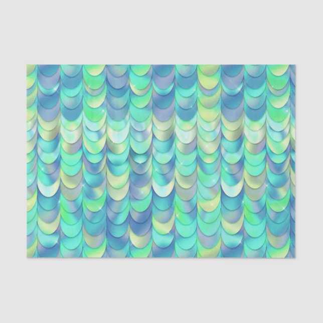Mermaid Scales Green Iridescent  Metallic Tissue Paper (Front)