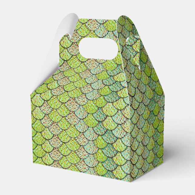 Mermaid Scales Green Pattern Favor Box (Front Side)