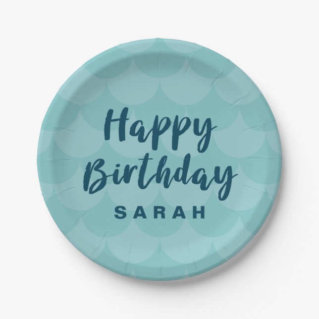 Mermaid Scales Happy Birthday Paper Plate (Front)