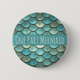 Mermaid Scales in Teal and Silver 2 Inch Round Button