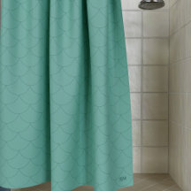 Mermaid Scales Monogram Sea Green Shower Curtain