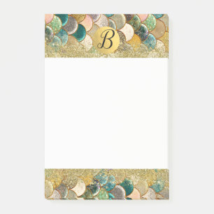 Mermaid Scales Multi Colour Glitter Glam Monogram Post-it Notes