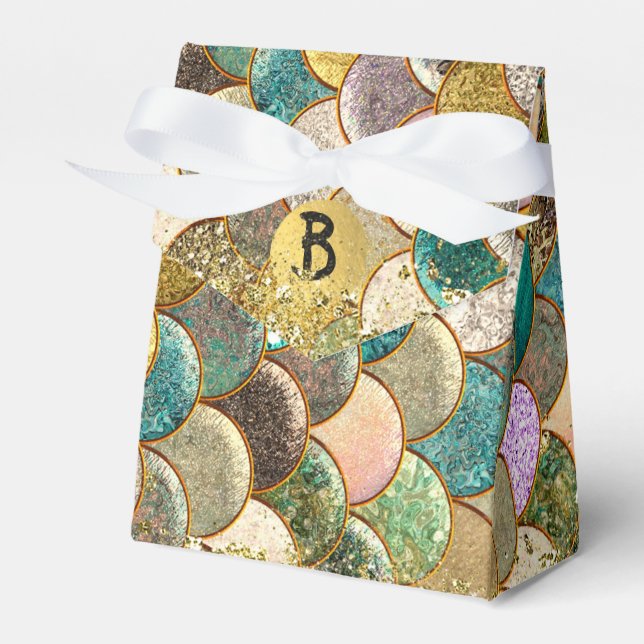 Mermaid Scales Multi Colour Glitter Glam Party Favor Box (Front Side)