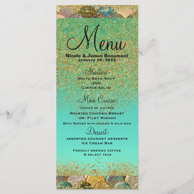 Mermaid Scales Multi Colour Glitter Glam Party Men Menu (Front)
