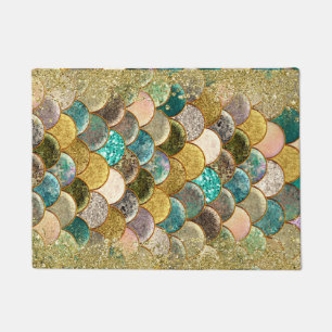 Mermaid Scales Multi Colour Glitter Glam Trendy Doormat