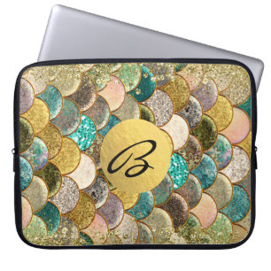 Mermaid Scales Multi Colour Glitter Glam Trendy Laptop Sleeve
