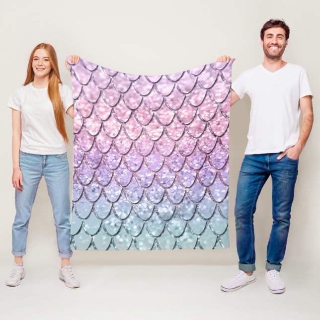 Mermaid Scales on Unicorn Girls Glitter #1 #shiny Fleece Blanket (In Situ)