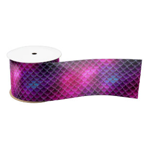 Mermaid Scales Pattern Pink ID600 Satin Ribbon