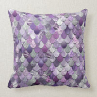 Mermaid Scales Pillow, Purple, Girls Bedroom Decor