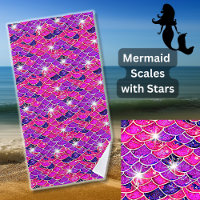 Mermaid Scales Pink Mauve with Stars