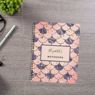 Mermaid scales pink peach purple notebook