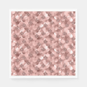 Mermaid Scales Pink Rose Gold Glitter Mauve Blush Napkin
