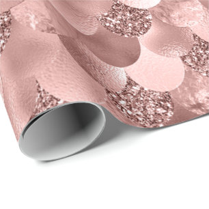 Mermaid Scales Pink Rose Gold Glitter Spark Blush Wrapping Paper