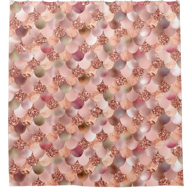 Mermaid Scales Pink Rose Gold Glitter Spark Copper (Front)