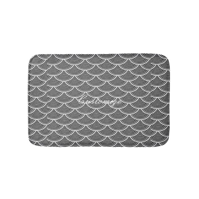 mermaid scales Thunder_Cove black/white Bath Mat (Front)