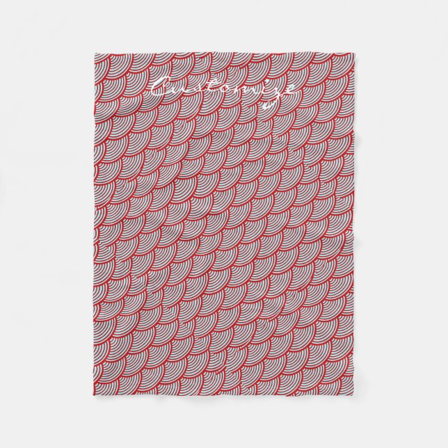 mermaid scales Thunder_Cove grey/red Fleece Blanket (Front)