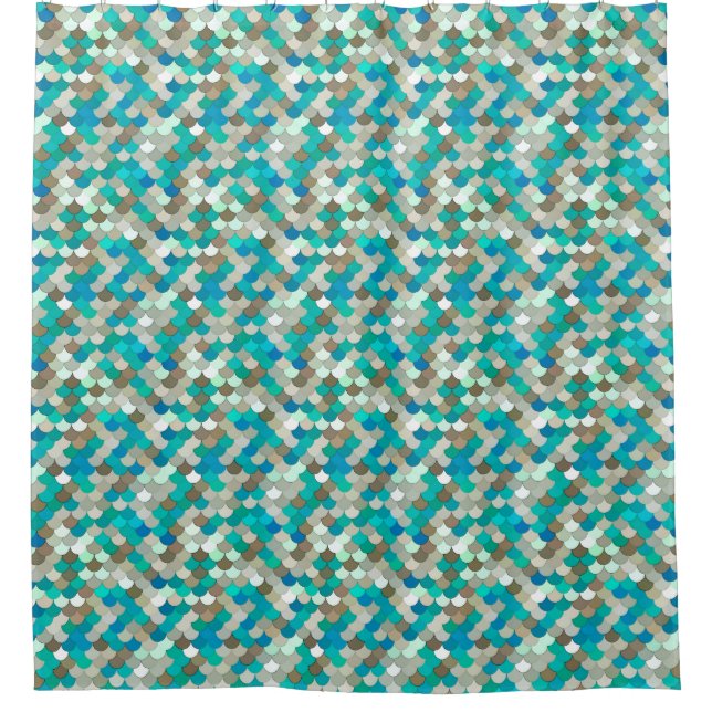 Mermaid Scales, Turquoise, Aqua, Taupe, & Cream (Front)