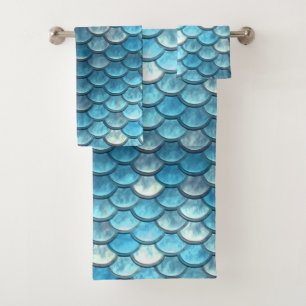 Mermaid Scales Turquoise Bath Towel Set