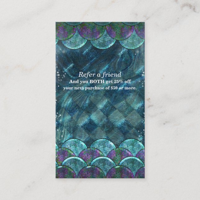 Mermaid Scales Under the Sea Refer a Friend Referral Card (Front)