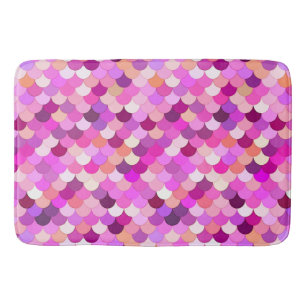Mermaid Scales, Violet, Amethyst, and  Coral  Bath Mat