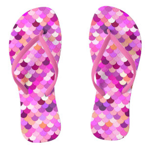 Mermaid Scales, Violet, Amethyst, and Coral Flip Flops