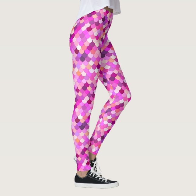 Mermaid Scales, Violet, Amethyst, and  Coral Leggings (Right)
