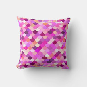Mermaid Scales, Violet, Amethyst, and Coral Throw Pillow