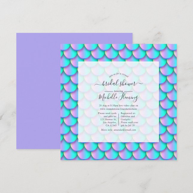 Mermaid Scales Virtual Shower Invitation (Front/Back)