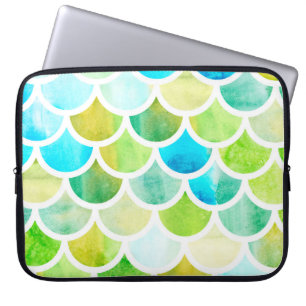 Mermaid scales. Watercolor fish scales. Bright sum Laptop Sleeve