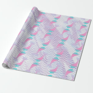 Mermaid Scales Watercolor Pattern Purple Wrapping Paper