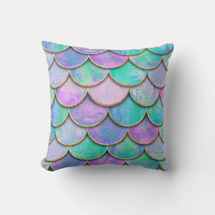 Mermaid scales: watercolor wave pattern. throw pillow