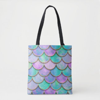 Mermaid scales: watercolor wave pattern. tote bag