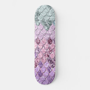 Mermaid Scales with Unicorn Girls Glitter #4 Skateboard