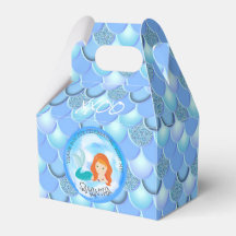 Mermaid Sea Blue Scales Thank You Favor Box