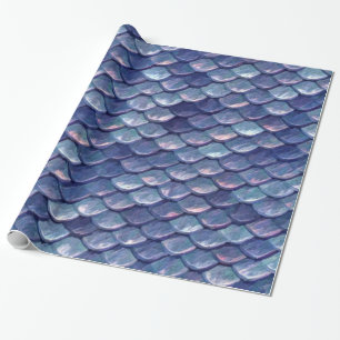 Mermaid Sea Blue Scales Wrapping Paper