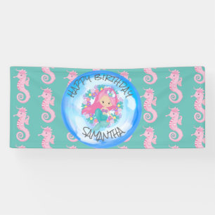 Mermaid Sea blue seahorse Banner