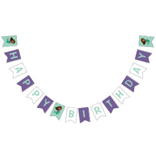 Mermaid Sea Creature Party Black Mermaid Cartoon Bunting Flags