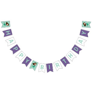 Mermaid Sea Creature Party Black Mermaid Cartoon Bunting Flags